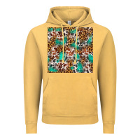 Vintage Mustard Western Turquoise Glitter Cowhide Leopard Seamless Vintage Hoodie - FaDigitalArtStudio