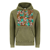 Vintage Olive Western Turquoise Glitter Cowhide Leopard Seamless Vintage Hoodie - FaDigitalArtStudio