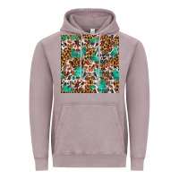 Vintage Zinc Western Turquoise Glitter Cowhide Leopard Seamless Vintage Hoodie - FaDigitalArtStudio