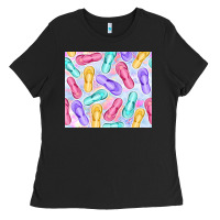 Black flip flops with leopard Ladies Tee - TumblerDesignByShophia
