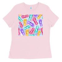 Bubblegum Pink flip flops with leopard Ladies Tee - TumblerDesignByShophia