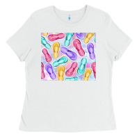 White flip flops with leopard Ladies Tee - TumblerDesignByShophia