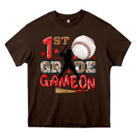 Chocolate Brown back to school 1st baseball game on Heavy Core Tee - NancyCooperArtShop