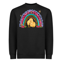 Black easter flowers and butterfly with chicks rainbow Heavyweight Sweatshirt - Artiststas