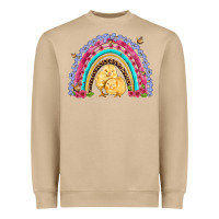 Mushroom easter flowers and butterfly with chicks rainbow Heavyweight Sweatshirt - Artiststas