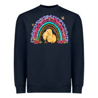 Navy easter flowers and butterfly with chicks rainbow Heavyweight Sweatshirt - Artiststas
