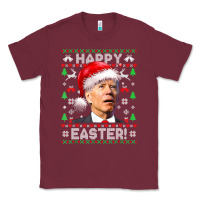 Burgundy Santa Joe Biden Happy Easter Ugly Christmas Classic Tee - maiPhamDesign