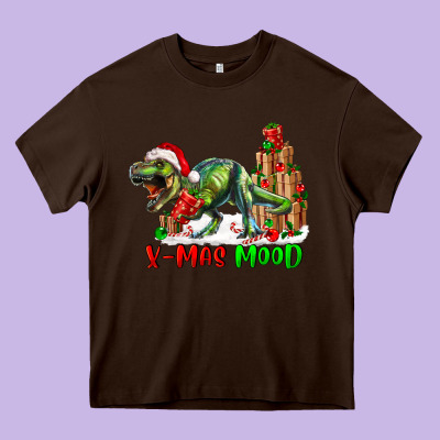 T- Rex X-mas Mood Heavy Core Tee Designed By Ranaportraitstore