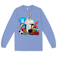 Colony Blue Soccer Frappe Coffee Long Sleeve Tee - FaDigitalArtStudio