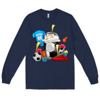 Navy Soccer Frappe Coffee Long Sleeve Tee - FaDigitalArtStudio