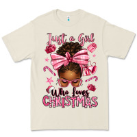 Bone just a girl who loves pink christmas afro messy bu Premium Tee - texasbilliewilder