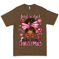 Cacao just a girl who loves pink christmas afro messy bu Premium Tee - texasbilliewilder