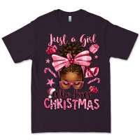Plum just a girl who loves pink christmas afro messy bu Premium Tee - texasbilliewilder