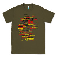 Army Green germany map silhouette towns cities flag berlin travel t shirt Classic Tee - maiPhamDesign