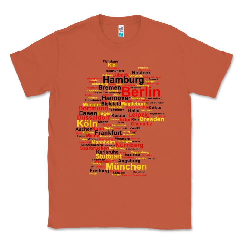 Germany Map Silhouette Towns Cities Flag Berlin Travel T Shirt Classic Tee by maiPhamDesign | Teevron