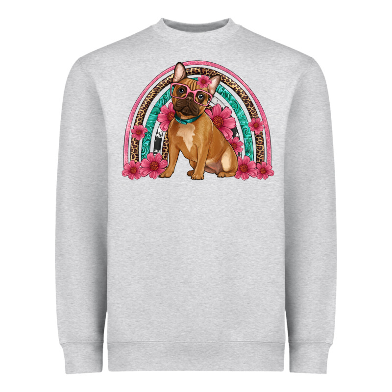 French Bulldog Floral Rainbow Heavyweight Sweatshirt by Artiststas | Teevron