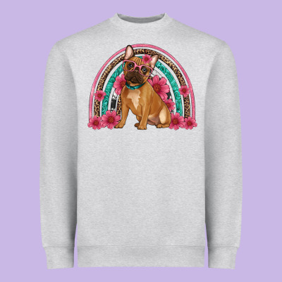 French Bulldog Floral Rainbow Heavyweight Sweatshirt Designed By Artiststas