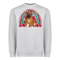 Heather Grey french bulldog floral rainbow Heavyweight Sweatshirt - Artiststas