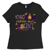 Black King cake calories don't count Ladies Tee - HowdyJamesFarm