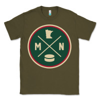 Army Green Classic Minnesota Hockey MN Outline Pullover Hoodie Classic Tee - maiPhamDesign