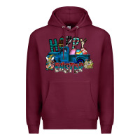 Burgundy Happy Easter  truck Premium Hoodie - CowhideDigitalArt