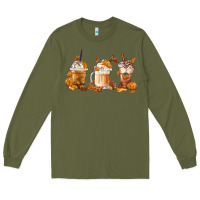 Army Green Fall Coffees Long Sleeve Tee - FaDigitalArtStudio