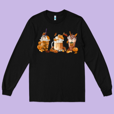 Fall Coffees Long Sleeve Tee Designed By Fadigitalartstudio