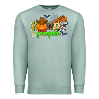 Seafoam howdy halloween pumpkins Premium Sweatshirt - AdoDesignShop