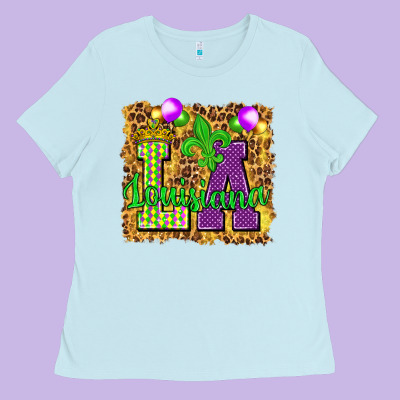 Louisiana Leopard With Balloons Ladies Tee Designed By Howdyjamesfarm