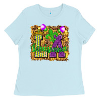 Baby Blue Louisiana leopard with balloons Ladies Tee - HowdyJamesFarm