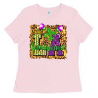 Bubblegum Pink Louisiana leopard with balloons Ladies Tee - HowdyJamesFarm