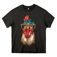 Asphalt chicken with bandana and leopard Heavy Core Tee - texasbilliewilder