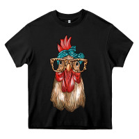 Black chicken with bandana and leopard Heavy Core Tee - texasbilliewilder