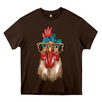 Chocolate Brown chicken with bandana and leopard Heavy Core Tee - texasbilliewilder