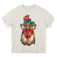 Cream chicken with bandana and leopard Heavy Core Tee - texasbilliewilder