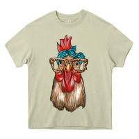 Mossy chicken with bandana and leopard Heavy Core Tee - texasbilliewilder