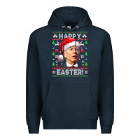 Navy Santa Joe Biden Happy Easter Ugly Christmas Premium Hoodie - maiPhamDesign