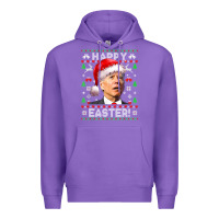 Purple Santa Joe Biden Happy Easter Ugly Christmas Premium Hoodie - maiPhamDesign
