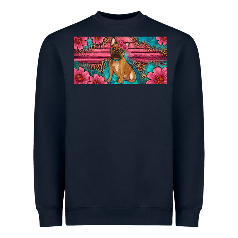 French Bulldog Floral License Plate Heavyweight Sweatshirt by Artiststas | Teevron