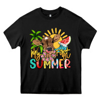 Black My first summer baby cow Heavy Core Tee - NancyCooperArtShop