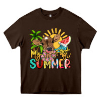 Chocolate Brown My first summer baby cow Heavy Core Tee - NancyCooperArtShop