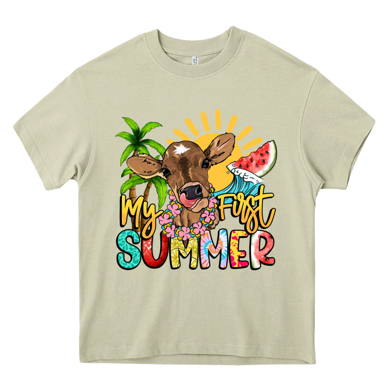 My First Summer Baby Cow Heavy Core Tee by NancyCooperArtShop | Teevron