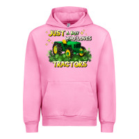 Fuchsia Pink just a boy who loves tractors Urban Hoodie - JahusDesignShop