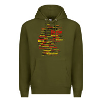 Army Green germany map silhouette towns cities flag berlin travel t shirt Premium Hoodie - maiPhamDesign