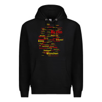 Black germany map silhouette towns cities flag berlin travel t shirt Premium Hoodie - maiPhamDesign