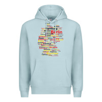 Blue Mist germany map silhouette towns cities flag berlin travel t shirt Premium Hoodie - maiPhamDesign