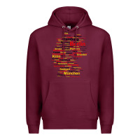 Burgundy germany map silhouette towns cities flag berlin travel t shirt Premium Hoodie - maiPhamDesign