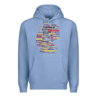 Colony Blue germany map silhouette towns cities flag berlin travel t shirt Premium Hoodie - maiPhamDesign