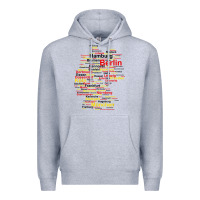Heather Grey germany map silhouette towns cities flag berlin travel t shirt Premium Hoodie - maiPhamDesign