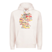 Pale Pink germany map silhouette towns cities flag berlin travel t shirt Premium Hoodie - maiPhamDesign